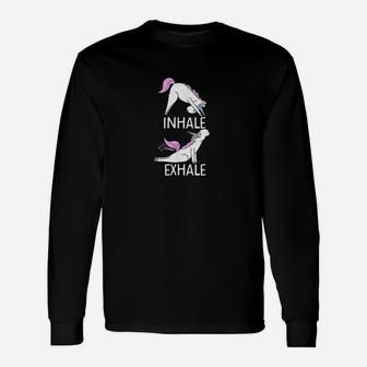 Inhale Exhale Funny Farting Unicorn Yoga Meme Gift Unisex Long Sleeve | Crazezy CA