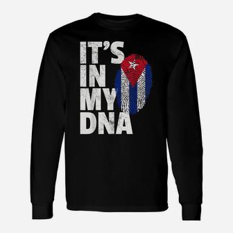 It's In My Dna Cuba Flag Cuban Pride Mens Womens Gift Retro Unisex Long Sleeve | Crazezy