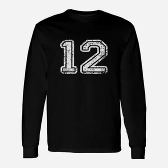 Jersey Number 12 Twelve T-shirt Football Number Sports Unisex Long Sleeve | Crazezy AU