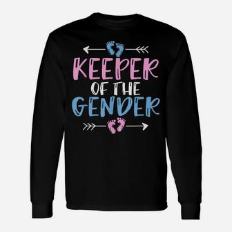 Keeper Of The Gender - Cute Gender Reveal Baby Shower Design Unisex Long Sleeve | Crazezy DE