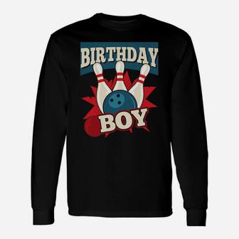 Kids Birthday Boy Cool Bowler Party Bowling Red Blue Theme Unisex Long Sleeve | Crazezy