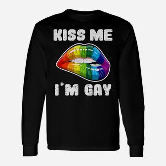 Kiss Me I'm Gay LGBTQ Rainbow Lips Unisex Long Sleeve | Crazezy AU