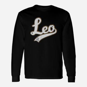 Leo July And August Birthday Astrology Sign Baseball Script Unisex Long Sleeve | Crazezy