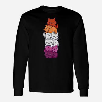Lesbian Pride Cat Lgbt Gay Flag Cute Hers And Hers Gifts Unisex Long Sleeve | Crazezy DE