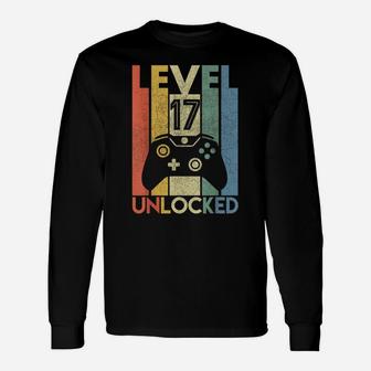 Level 17 Unlocked Shirt Funny Video Gamer 17Th Birthday Gift Unisex Long Sleeve | Crazezy DE