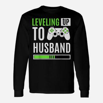 Leveling Up To Husband Gaming Gender Reveal Announcement Unisex Long Sleeve | Crazezy