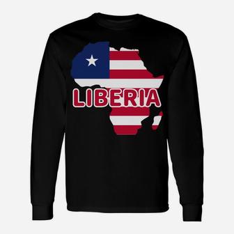 Liberia Liberian Pride Flag Map Africa Print Sweatshirt Unisex Long Sleeve | Crazezy