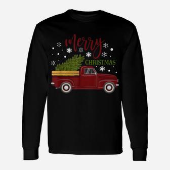 Little Red Vintage Christmas Truck Tree Farm Retro Unisex Long Sleeve | Crazezy AU