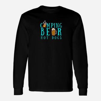 Longshankstees Camping Beer Hot Dogs Funny Camping Unisex Long Sleeve | Crazezy