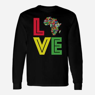 Love Africa Flag Melanin Sweatshirt African Pride Map Black Unisex Long Sleeve | Crazezy
