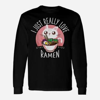 Love Ramen Japanese Noodles Kawaii Anime Cat Gifts Unisex Long Sleeve | Crazezy