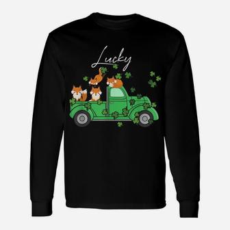 Lucky Fox Truck Happy St Patricks Day Irish Clover Gift Unisex Long Sleeve | Crazezy