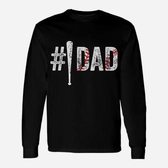Mens 1 Dad T Shirt Number One Daddy Gift From Son Baseball Lover Unisex Long Sleeve | Crazezy