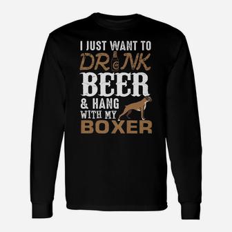 Mens Boxer Dad T Shirt Funny Father's Day Dog Lover Gift Beer Tee Unisex Long Sleeve | Crazezy DE