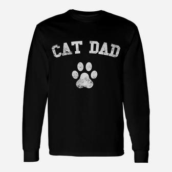 Mens Cat Dad T Shirt Daddy Gift For Cat Lover Christmas Paw Unisex Long Sleeve | Crazezy