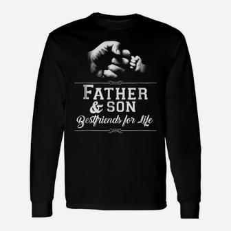 Mens Father Son Friends Fist Bump Tshirt Dad Father's Day Family Unisex Long Sleeve | Crazezy DE