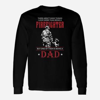 Mens Firefighter Dad & Son T Shirt Daddy Father's Day Christmas Unisex Long Sleeve | Crazezy