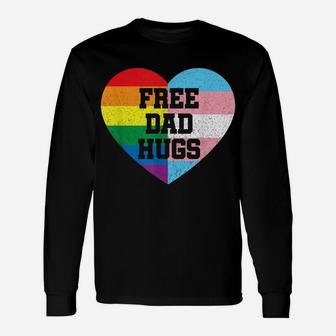Mens Free Dad Hugs T Shirts Pride Gift Lgbt Rainbow Flag Family Unisex Long Sleeve | Crazezy UK