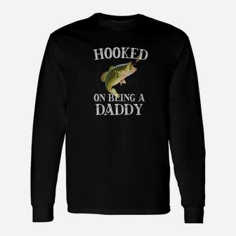 Mens Hooked On Being A Daddy Fathers Day Fishing Quote Gift Premium Unisex Long Sleeve | Crazezy AU