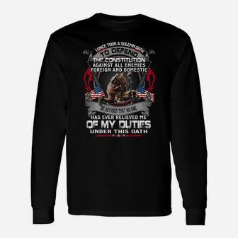 Mens I Once Took A Solemn Oath To Defend The Constitution Veteran Unisex Long Sleeve | Crazezy DE