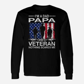 Mens I'm A Dad Papa And A Veteran For Dad Father's Day Unisex Long Sleeve | Crazezy