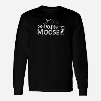 Mens Papa Moose Shirt Matching Family Mama Papa Moose Camping Unisex Long Sleeve | Crazezy AU