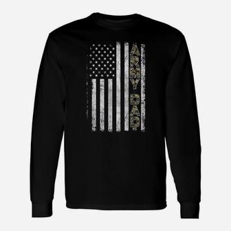Mens Proud Army Dad T Shirt United States Usa Flag Father Gift Unisex Long Sleeve | Crazezy