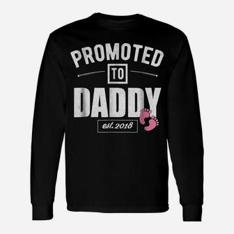 Mens Vintage Promoted To Daddy Its A Girl 2018 New Dad Shirt Unisex Long Sleeve | Crazezy