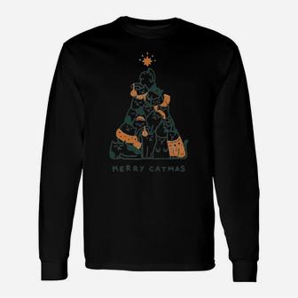 Merry Catmas Funny Cats Christmas Tree Xmas Gift Sweatshirt Unisex Long Sleeve | Crazezy