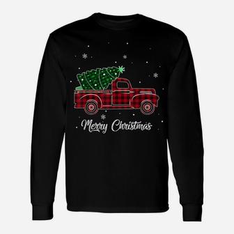 Merry Christmas Buffalo Truck Tree Red Plaid For Men Women Unisex Long Sleeve | Crazezy
