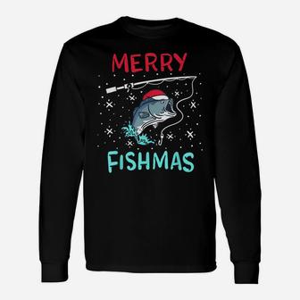 Merry Christmas Fishmas Funny Fishing Fish Reel Gift Present Unisex Long Sleeve | Crazezy