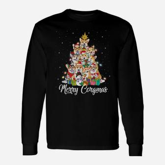 Merry Corgmas Corgi Christmas Tree Fairy Lights Dog Lover Unisex Long Sleeve | Crazezy DE
