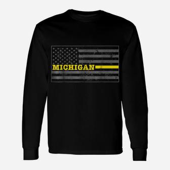 Michigan Tow Truck Driver Shirt Thin Yellow Line Shirt Unisex Long Sleeve | Crazezy