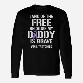 Military Child Month Purple Up Free Brave Dad Pride T Shirt Unisex Long Sleeve | Crazezy CA