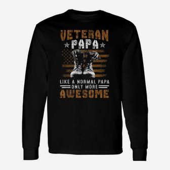 Military Veteran Papa Vintage Us American Flag Fathers Day Unisex Long Sleeve | Crazezy AU