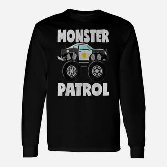 Monster Patrol Vintage Police Cop Car Monster Trucks Unisex Long Sleeve | Crazezy