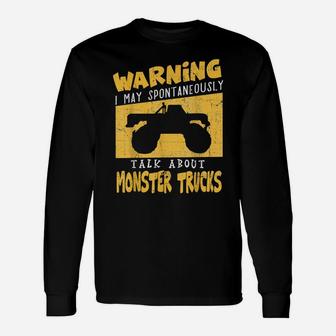 Monster Truck T Shirt Gift For Big Trucks Crushing Car Fans Unisex Long Sleeve | Crazezy UK