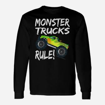 Monster Trucks Rule American Flag Racing USA Vintage Unisex Long Sleeve | Crazezy