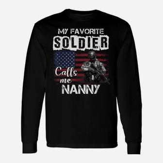 My Favorite Soldier Calls Me Nanny Army Veteran Tee Unisex Long Sleeve | Crazezy