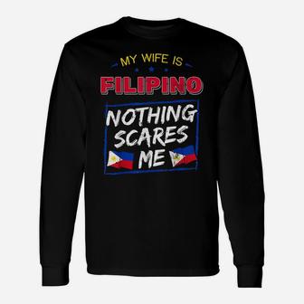 My Wife Is Filipino Republic Of The Philippines Roots Flag Unisex Long Sleeve | Crazezy DE