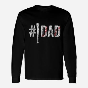Number 1 Dad Number One Daddy Gift From Son Baseball Lover Unisex Long Sleeve | Crazezy