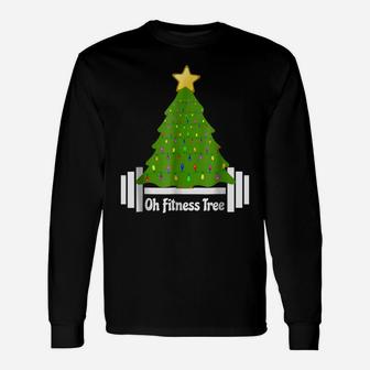 Oh Fitness Christmas Tree Tshirt Exercise Working Out Gym Unisex Long Sleeve | Crazezy