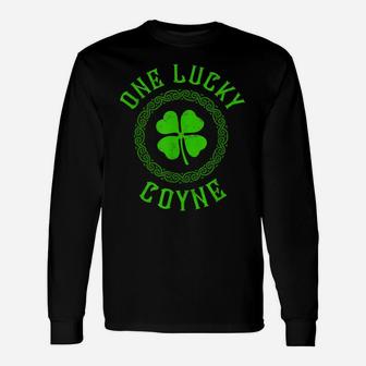 One Lucky Coyne Irish Last Name Distressed Clover T-Shirt Unisex Long Sleeve | Crazezy DE