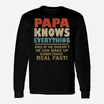 Papa Know Everything Vintage Grandpa Daddy Unisex Long Sleeve | Crazezy DE