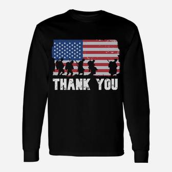 Patriotic American Flag Thank You Veterans Day For Men Women Unisex Long Sleeve | Crazezy CA