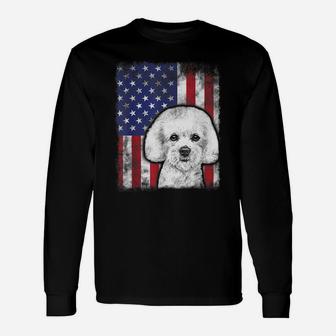 Patriotic Bichon Frise American Flag Dog Lover Unisex Long Sleeve | Crazezy AU