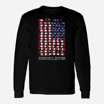 Patriotic Bricklayer Flag T Shirt Unisex Long Sleeve | Crazezy