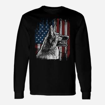 Patriotic German Shepherd American Flag Dog Gift Men Women Sweatshirt Unisex Long Sleeve | Crazezy