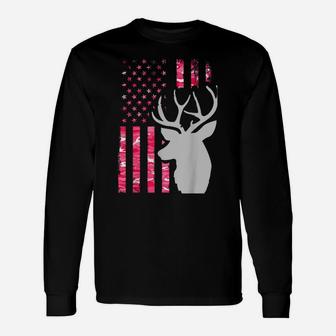 Pink Camo American Flag Camouflage Buck Hunting Shirt Women Unisex Long Sleeve | Crazezy UK