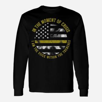 Police And Fire 911 Dispatcher Thin Gold Line Flag Unisex Long Sleeve | Crazezy CA
